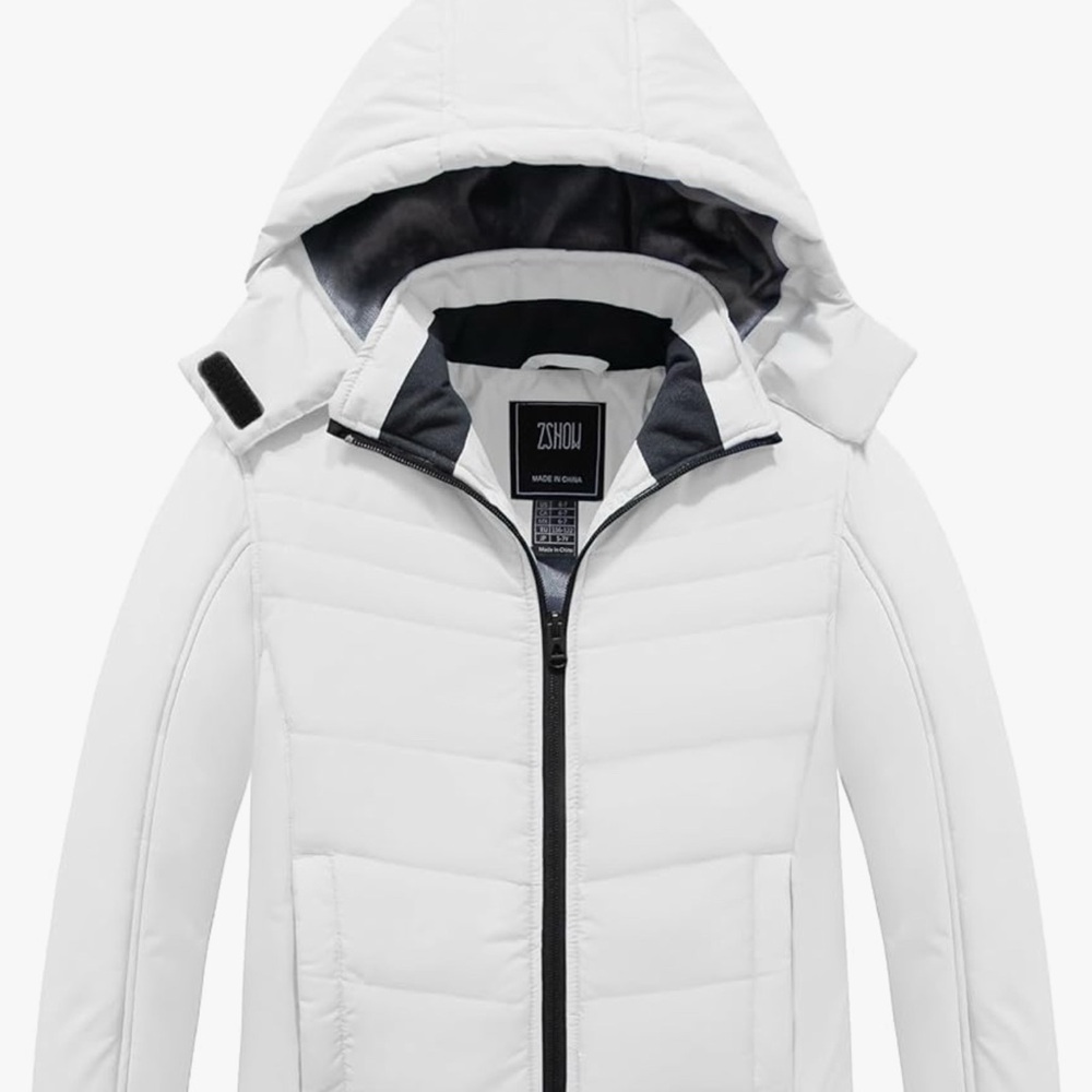 ZSHOW White Puffer Jacket Grey Liner Size 14-16 New With Tags